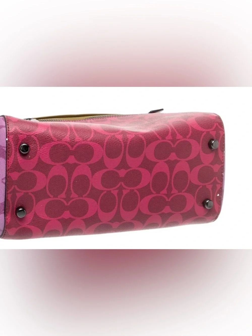 COACH Pink Multi Color block Rowan satchel